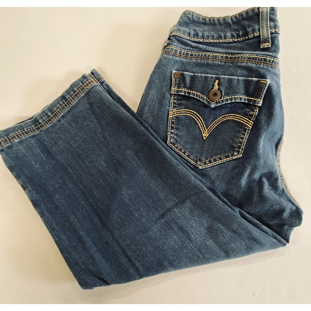 Levis Womens Medium Wash Flap Pockets 5 Pocket Denim Jean Capris Size 6
